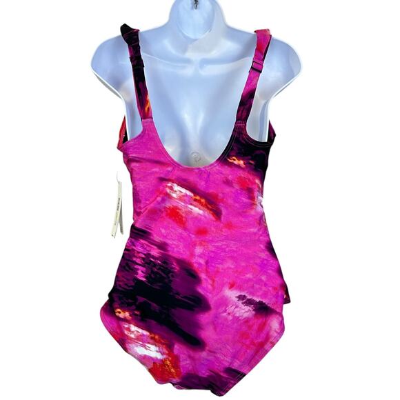 DKNY Tie-Back Halter Style One-Piece Swimsuit Abstract Mirage Women's Medium NWT - Picture 4 of 12